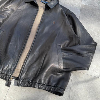 90s Polo by Ralph Lauren Black Leather Jacket