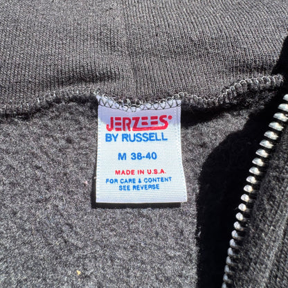 80s-90s Jerzees by Russell Athletic Made in USA Black Zip-Up Hoodie KiiChain Clothing