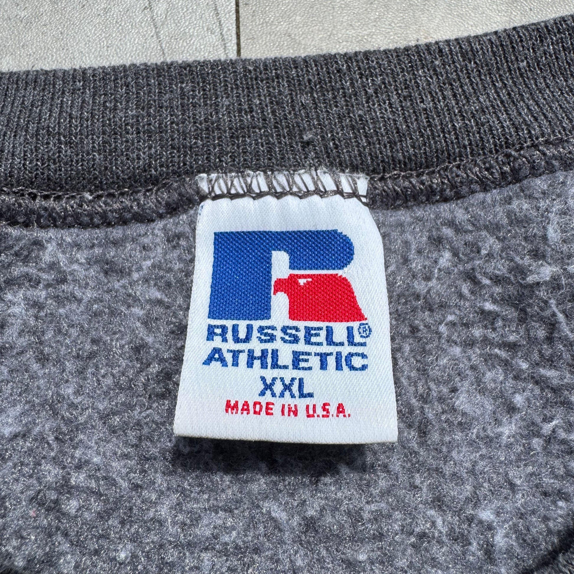 90s Russell Athletic Made in USA Dark Gray Sweatshirt KiiChain Clothing