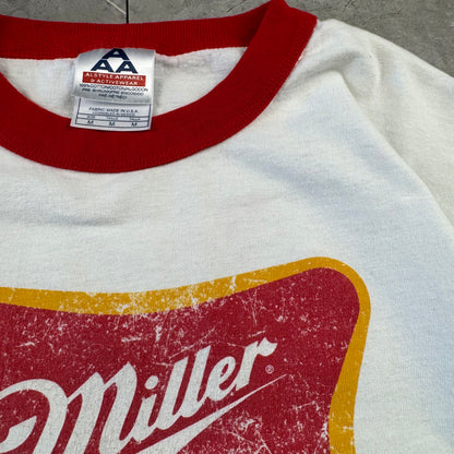 90s-00s AAA Miller High Life White & Red Ringer T-Shirt