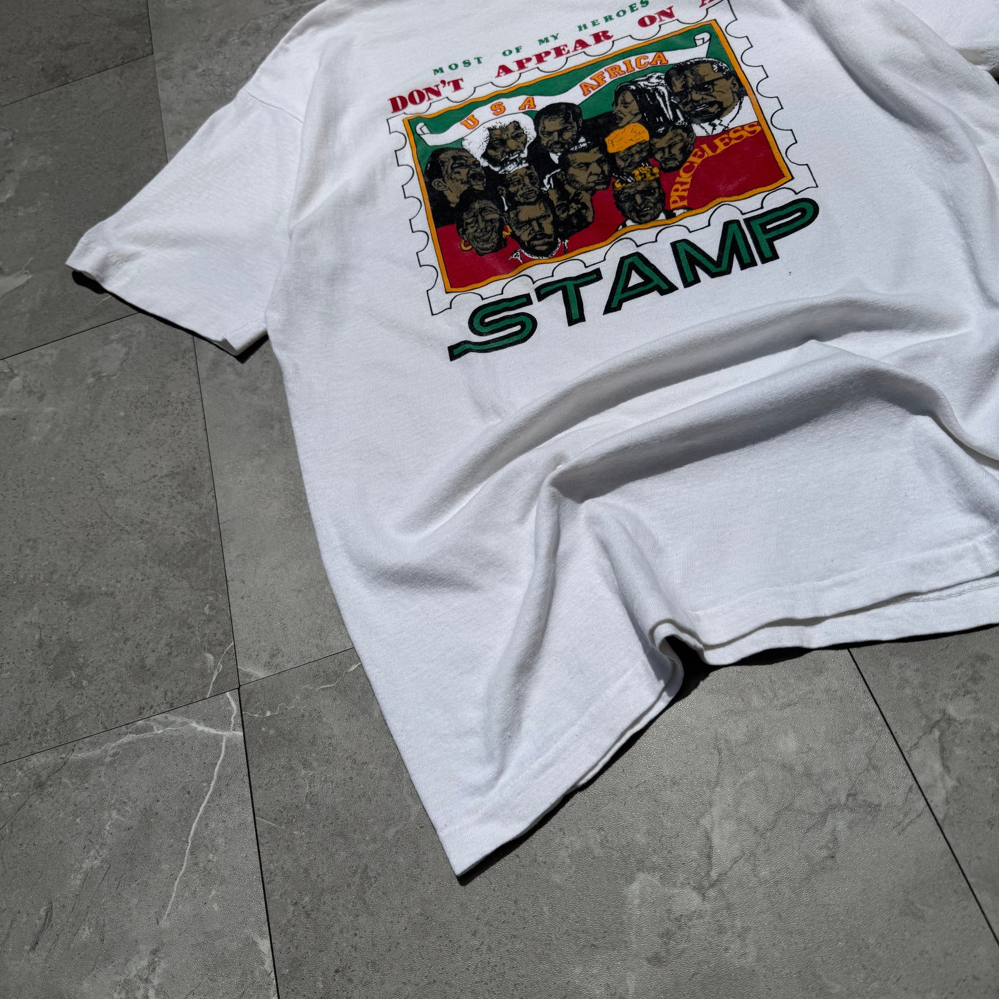 80s-90s Unknown USA Africa Stamp Single Stitch Tee KiiChain Clothing