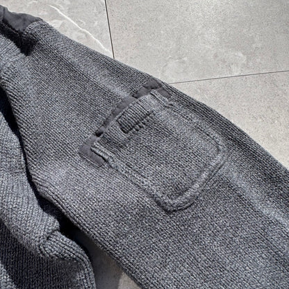 00s Eddie Bauer Made in UK Gray Henley Neck Cotton Knit