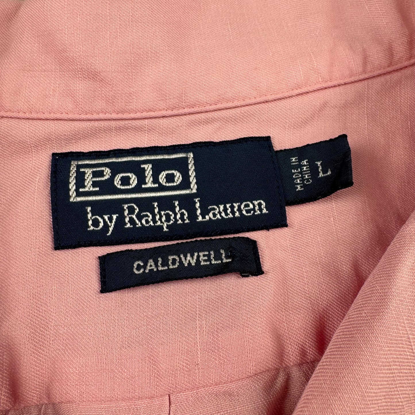 00s Polo by Ralph Lauren Caldwell Pink Linen x Silk Open Collar Shirt