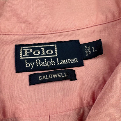 00s Polo by Ralph Lauren Caldwell Pink Linen x Silk Open Collar Shirt