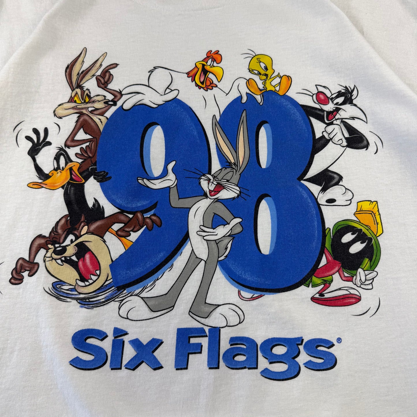 90s Six Flags Theme Parks 1998 Looney Tunes Collab Graphic Tee
