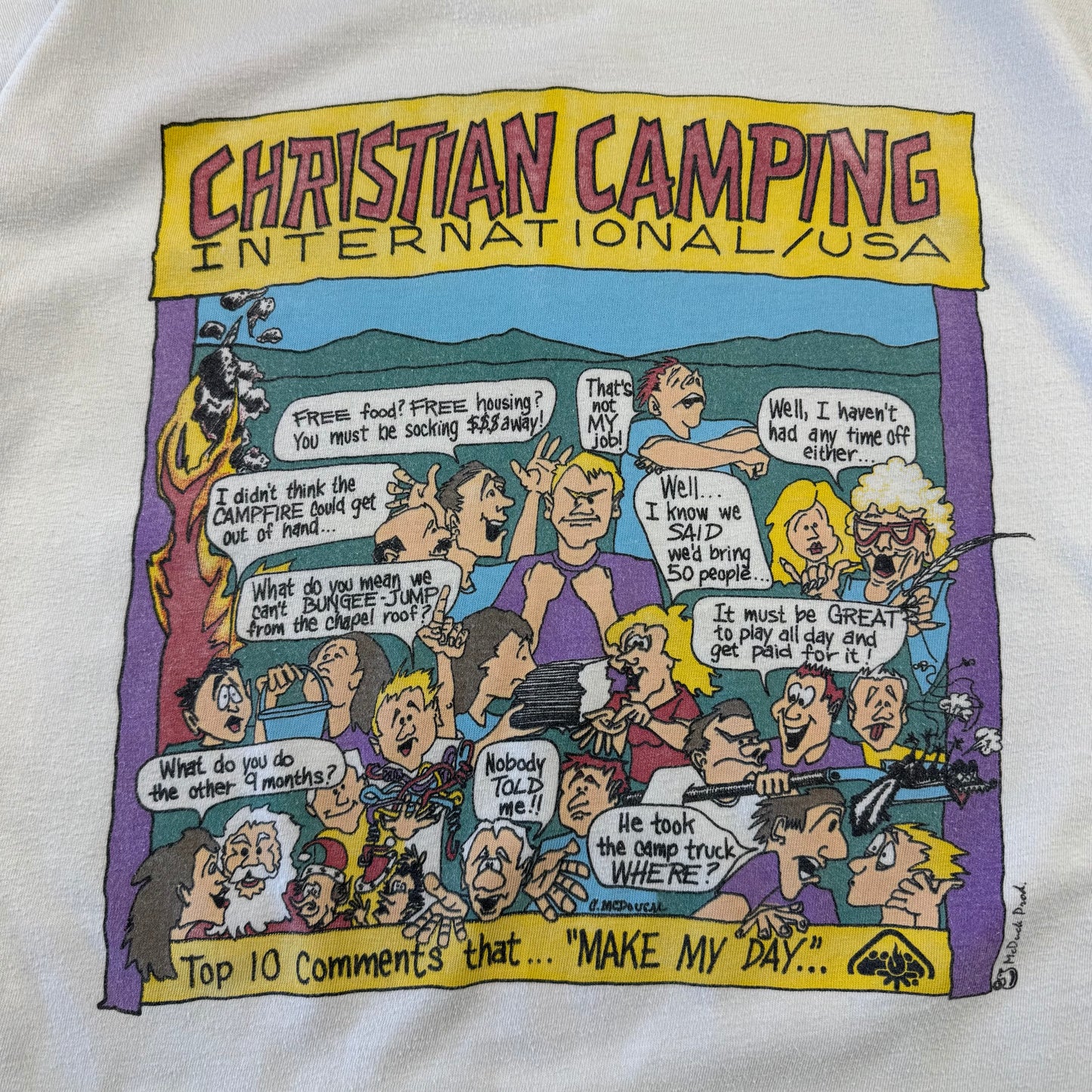 90s Hanes Beefy-T Christian Champic White Single Stitch Comic Graphic T-Shirt