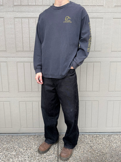 90s-00s Alstyle Ducks Unlimited Dog Graphic Long Sleeve Tee