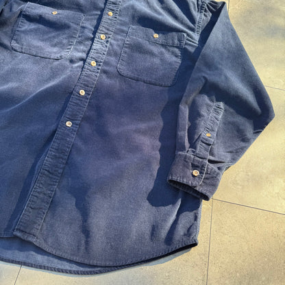 90s Lands' End Navy Corduroy Button Down Shirt