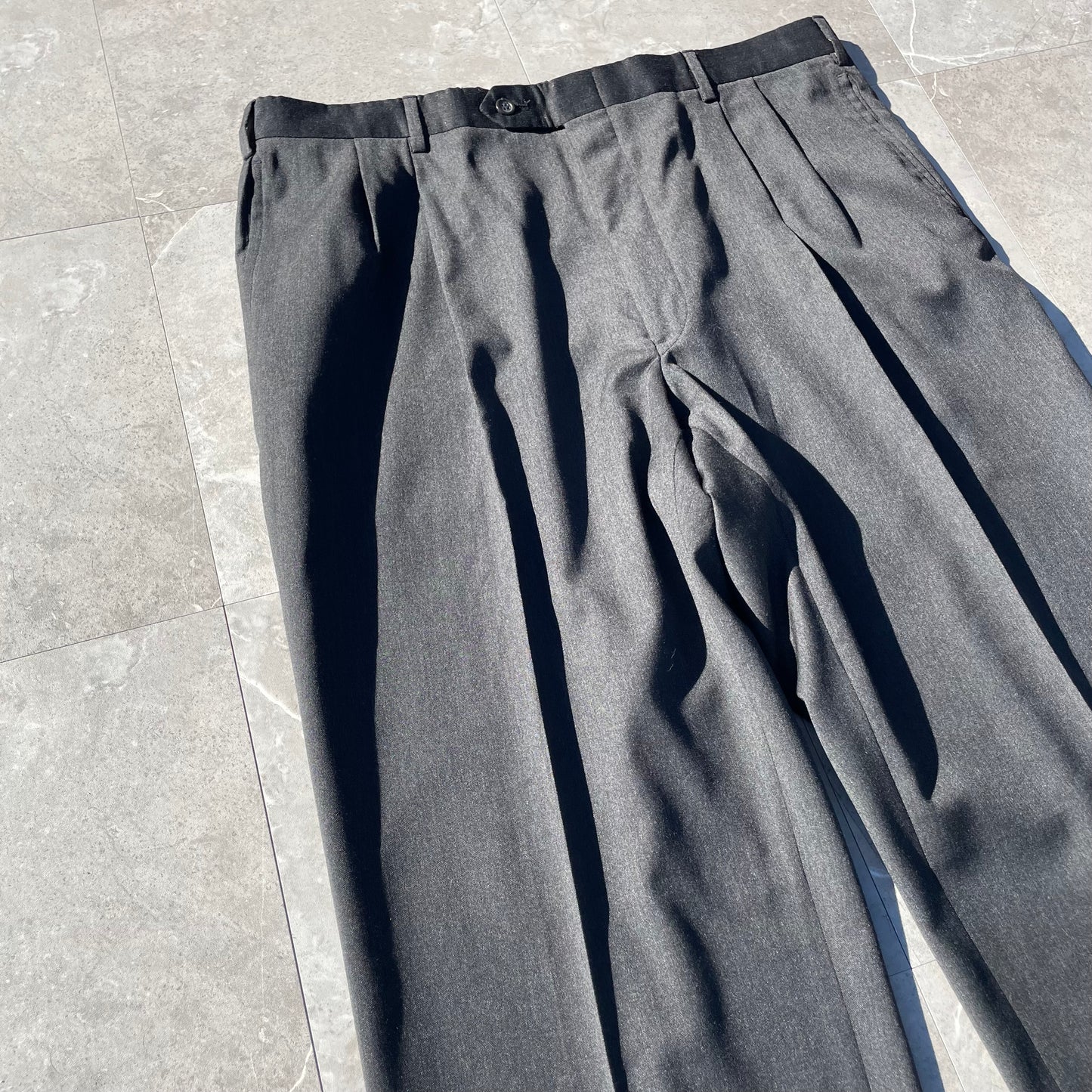 70s-80s Jos.A.Bank Made in USA Two-Tuck Wide Leg Pleated Pure Wool Slacks