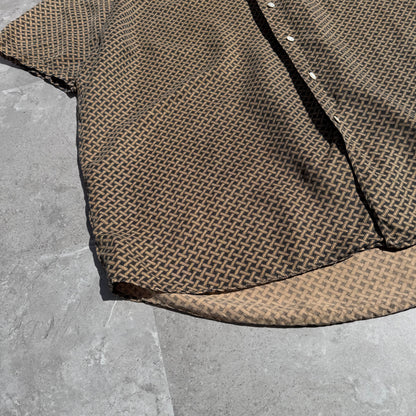 90s-00s Ralph Lauren “Bonnard”  Silk x Linen Cross Pattern Open Collar Shirt KiiChain Clothing