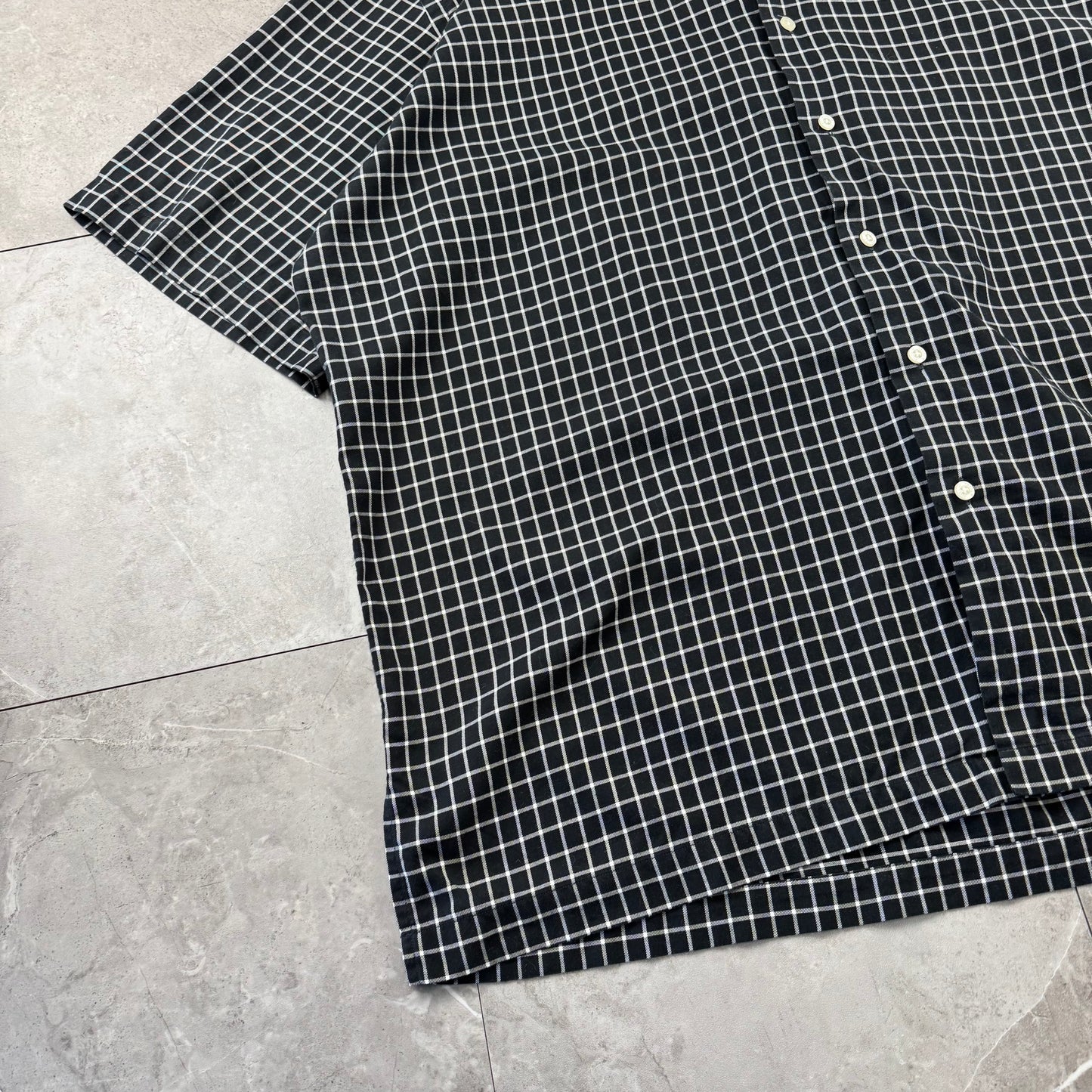 00s Polo Golf Ralph Lauren Caldwell Black Checkered Open Collar Shirt