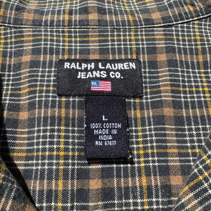 90s-00s Ralph Lauren Jeans Co Checkered Cotton Open Collar Shirt KiiChain Clothing