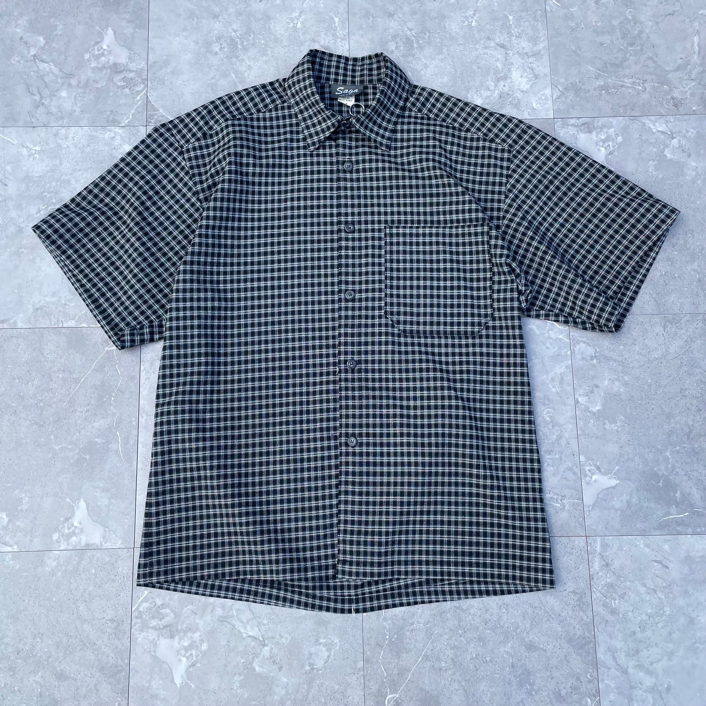 90s Saga Made in USA Checkered Short Sleeve Shirt