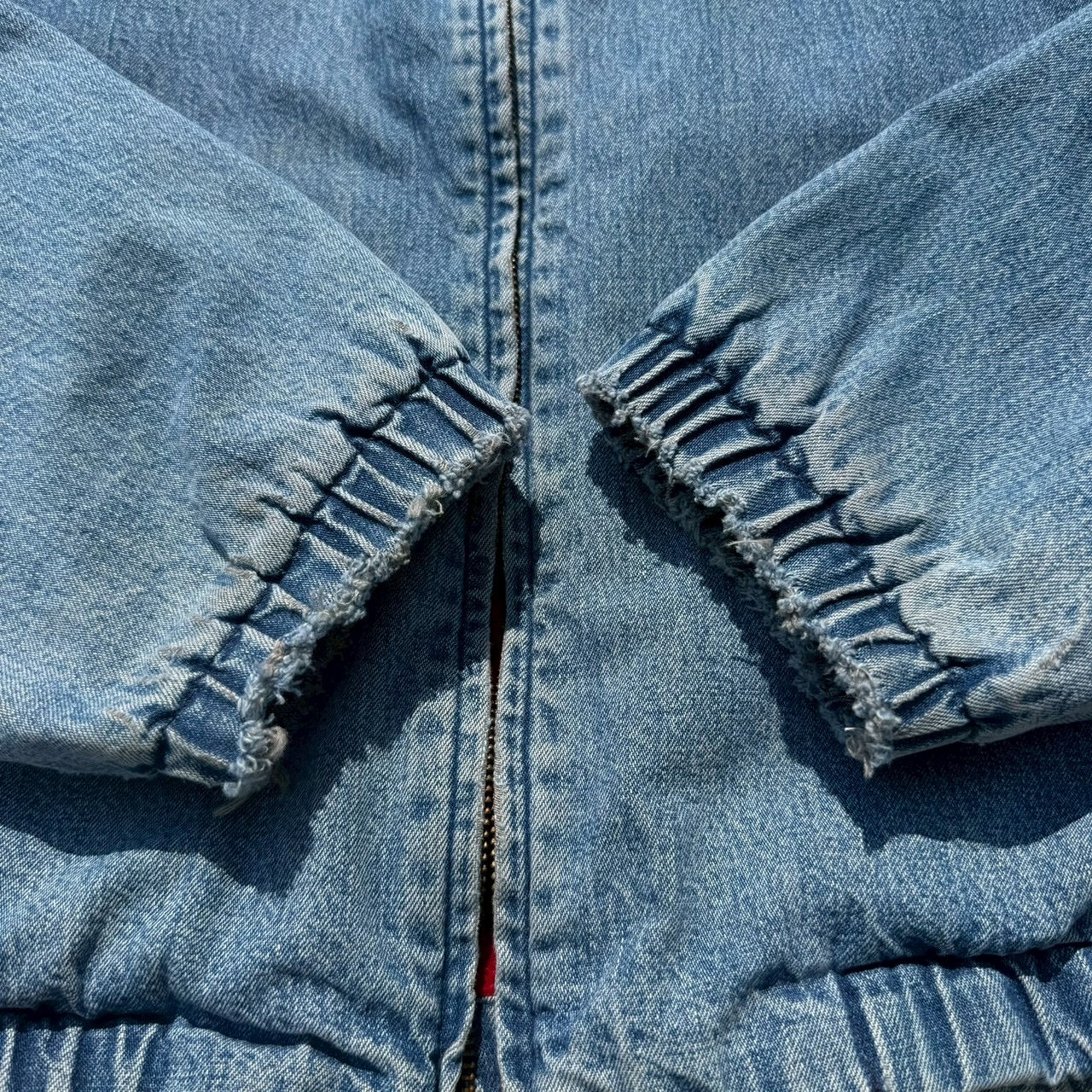 80s-90s Ralph Lauren Made in USA Red Fleece Lined Corduroy Collar Denim Swing Top Jacket