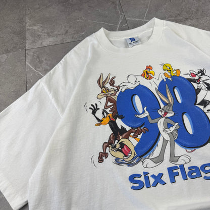 90s Six Flags Theme Parks 1998 Looney Tunes Collab Graphic Tee