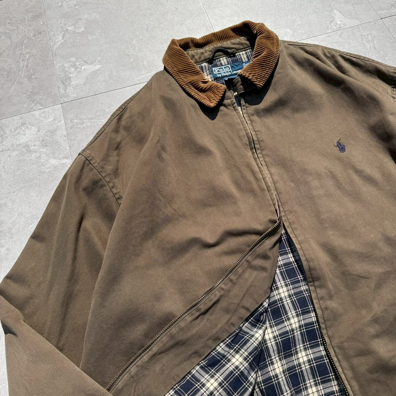 90s-00s Ralph Lauren Brown Corduroy Collar Swing Top Jacket