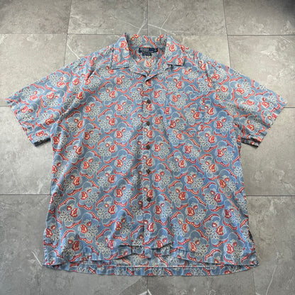00s Polo by Ralph Lauren Clayton Blue Paisley Open Collar Shirt