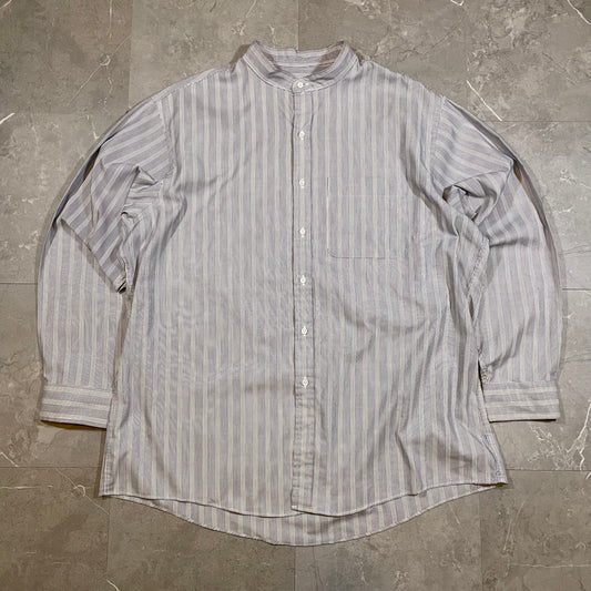 90s Arrow Collection Gray Striped Stand Collar Shirt