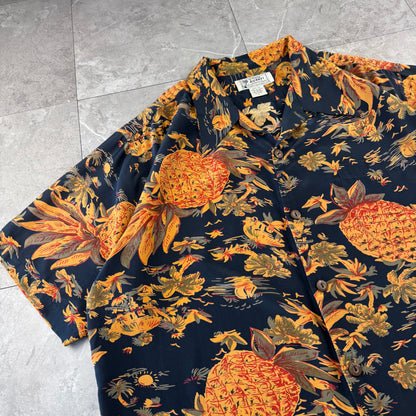 90s Avanti Black 100% Silk Open Collar Shirt