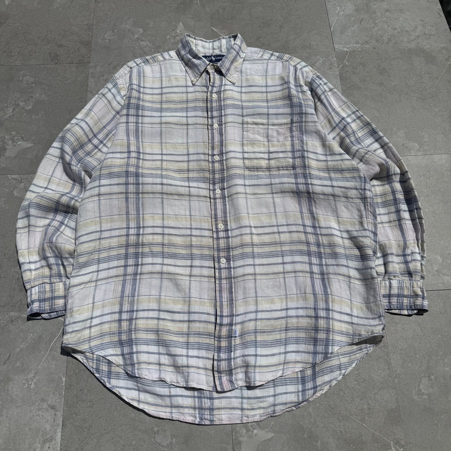 90s Ralph Lauren Checkered Linen Shirt KiiChain Clothing