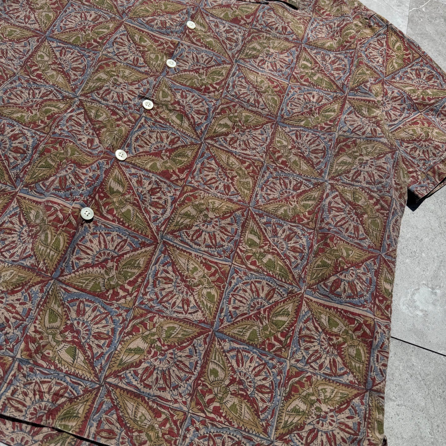 90s-00s Ralph Lauren Caldwell Bird Graphic Paisley Cotton Short Sleeve Shirt KiiChain Clothing
