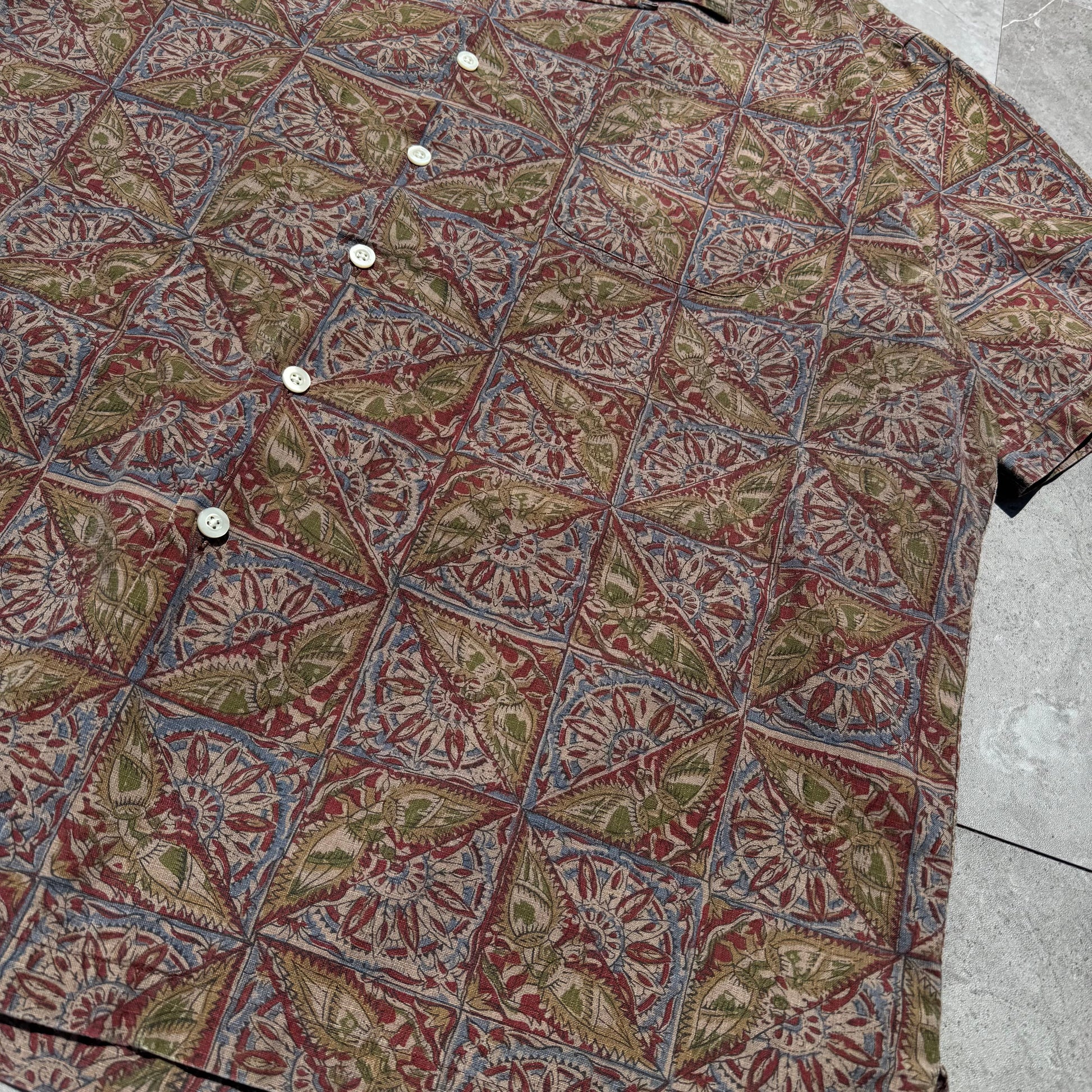 90s-00s Ralph Lauren Caldwell Bird Graphic Paisley Cotton Short Sleeve Shirt KiiChain Clothing