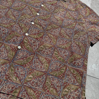 90s-00s Ralph Lauren Caldwell Bird Graphic Paisley Cotton Short Sleeve Shirt KiiChain Clothing