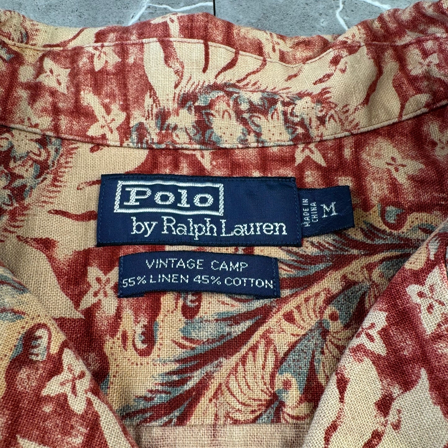 00s Polo by Ralph Lauren Vintage Camp Red Leaf Open Collar Shirt M