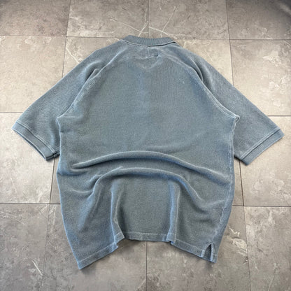 90s The Territory Ahead Faded Light Blue Raglan Heavyweight Polo Shirt
