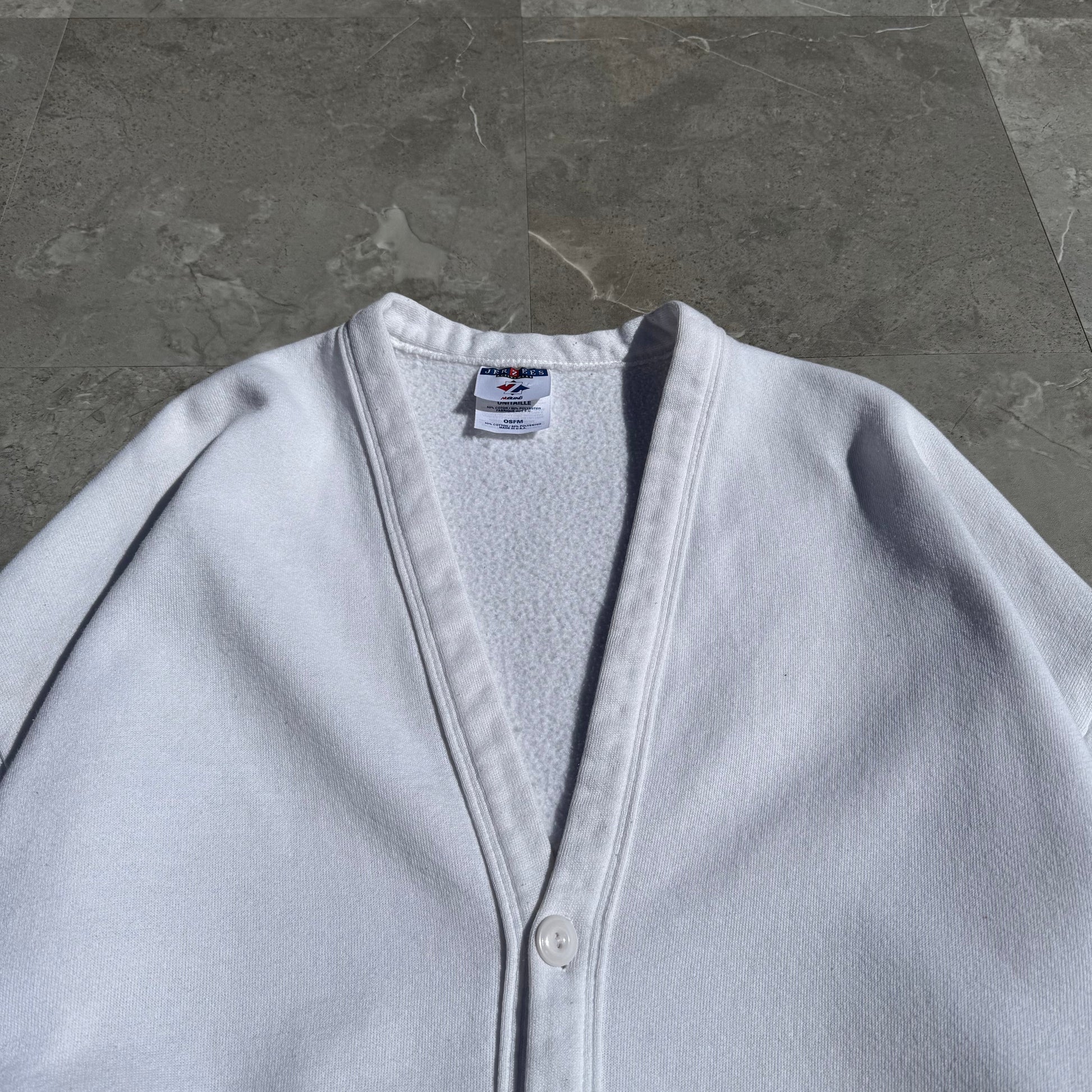 90s-00s Jerzees Made in USA White Sweat Cardigan KiiChain Clothing