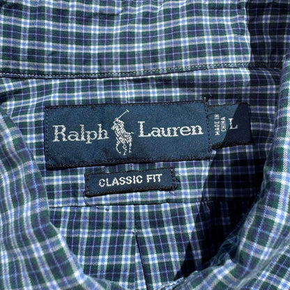 90s-00s Ralph Lauren Classic Fit Blue Checkered Button Down Shirt KiiChain Clothing