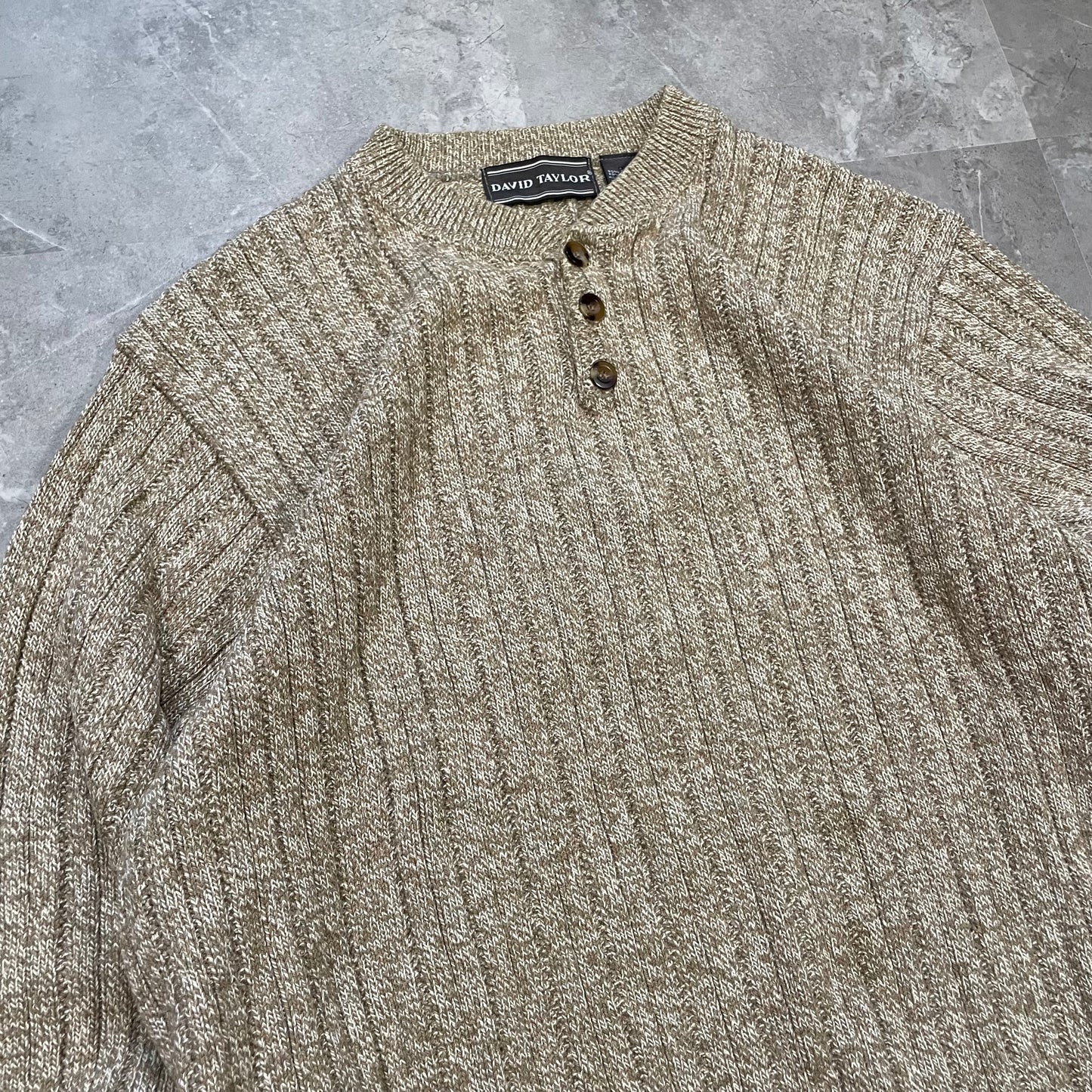 90s David Taylor Made in USA Henley Neck Knitted Sweater