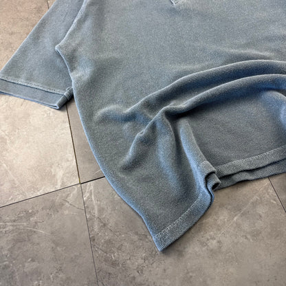 90s The Territory Ahead Faded Light Blue Raglan Heavyweight Polo Shirt