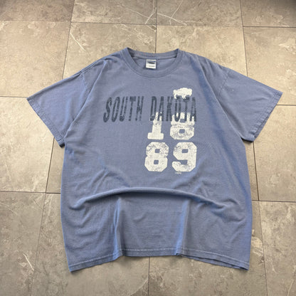 90s-00s Gildan South Dakota 1889 Faded Blue Graphic T-Shirt