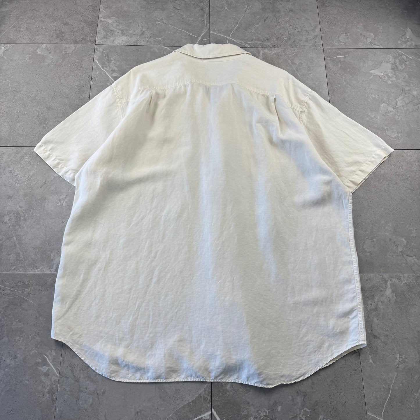 00s Polo by Ralph Lauren “Beach Camp” No-Pony Linen x Silk White Open Collar Shirt XL