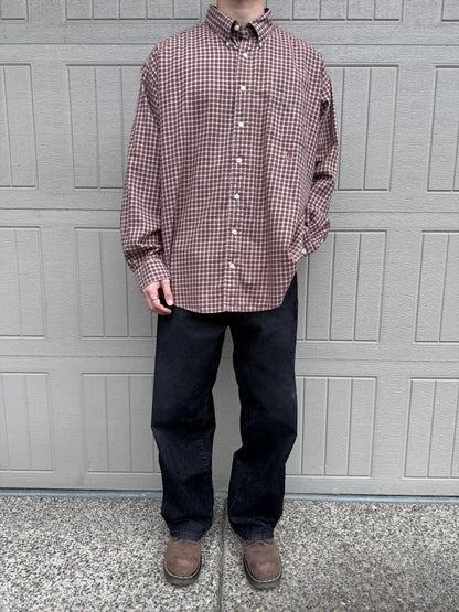90s Tommy Hilfiger Red & Beige Checkered Long Sleeve Shirt