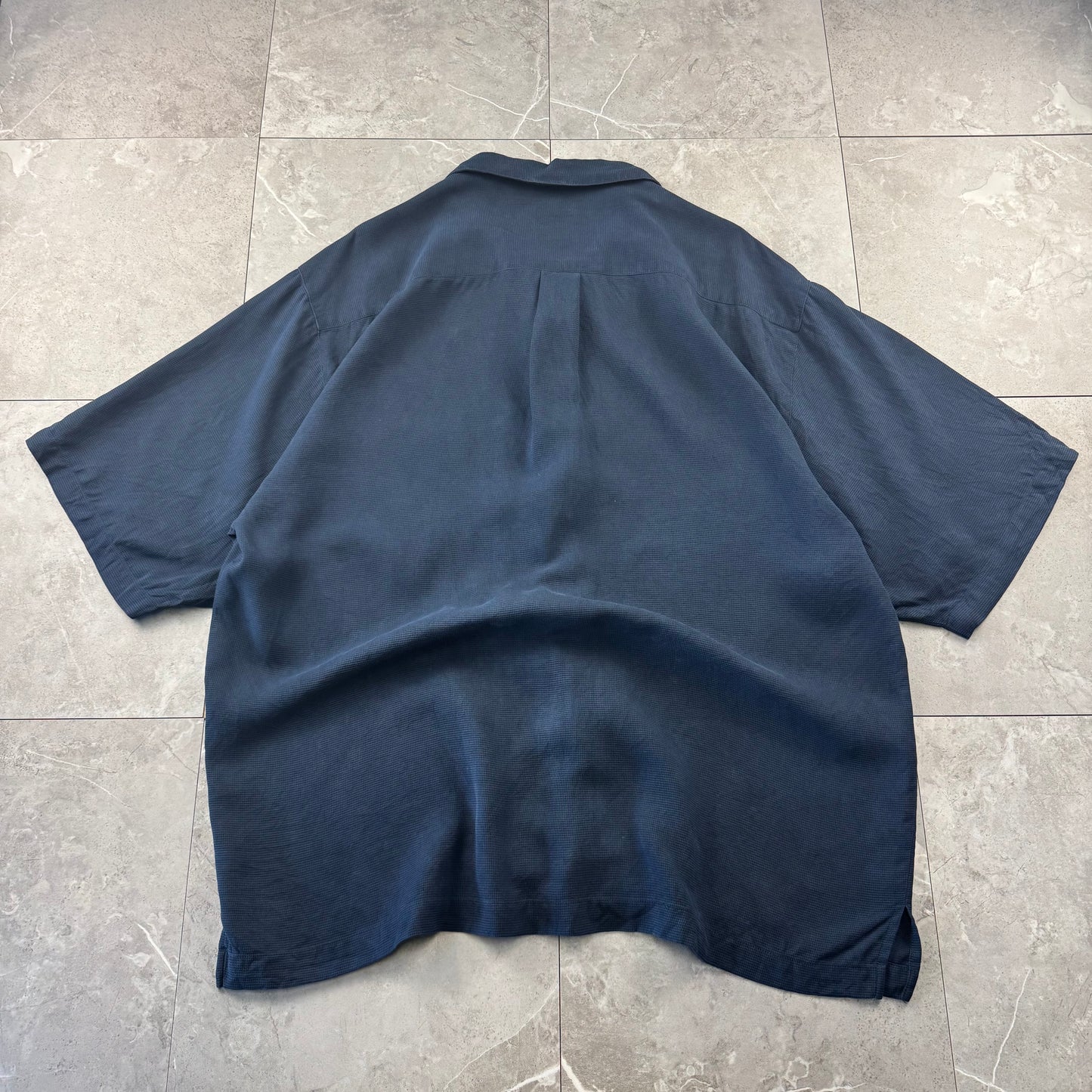 00s Montego MON Black 100% Silk Open Collar Shirt L