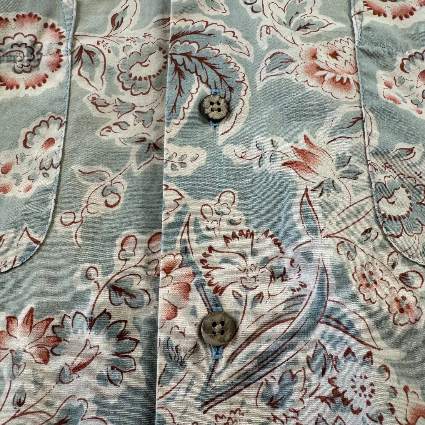 00s Polo by Ralph Lauren Faded Green Flower Pattern Open Collar Shirt L