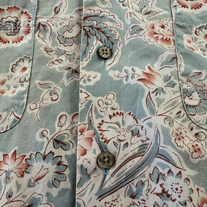 00s Polo by Ralph Lauren Faded Green Flower Pattern Open Collar Shirt L