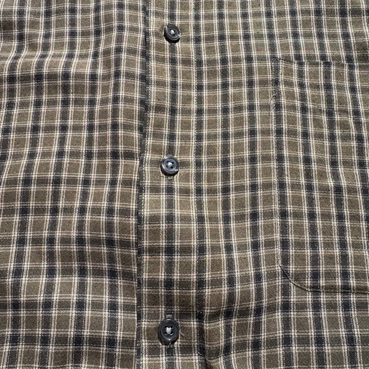 90s Natural Issue Olive Green Checkered Button Down Shirt KiiChain Clothing