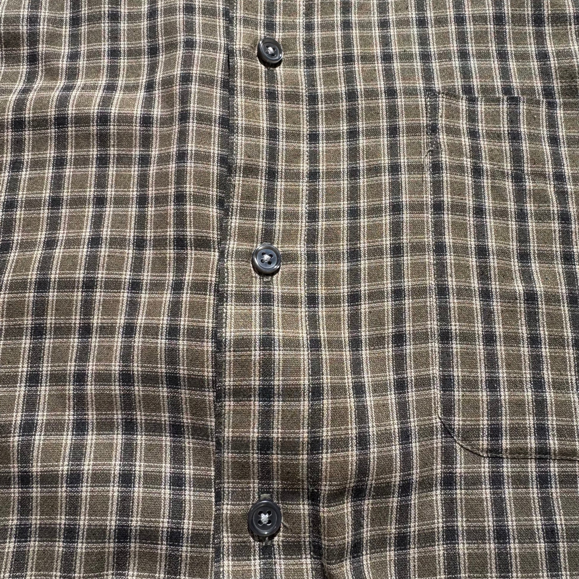 90s Natural Issue Olive Green Checkered Button Down Shirt KiiChain Clothing