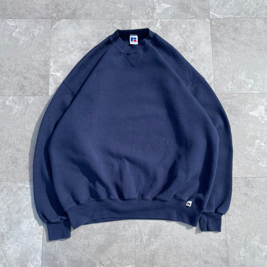 90s Russell Athletic Made in USA Blank Navy Crewneck