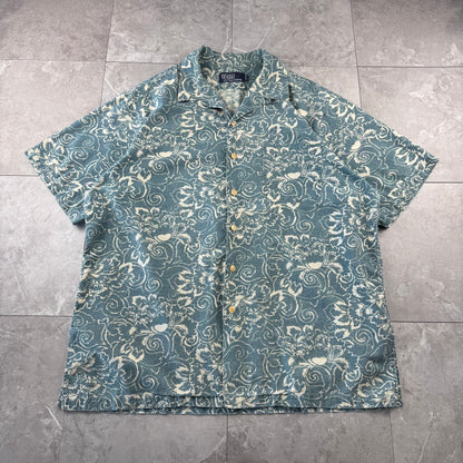 90s Polo by Ralph Lauren Light Blue Paisley Open Collar Shirt