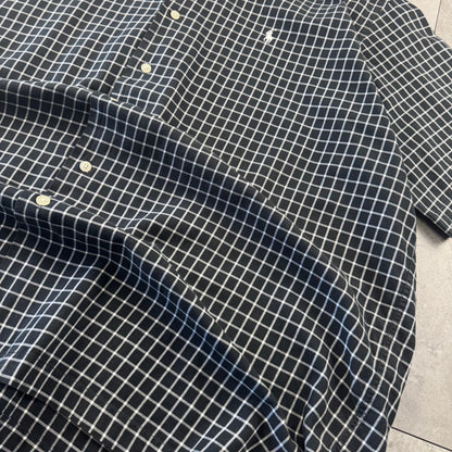 00s Ralph Lauren Polo Golf Caldwell Black Checkered Open Collar Shirt XL