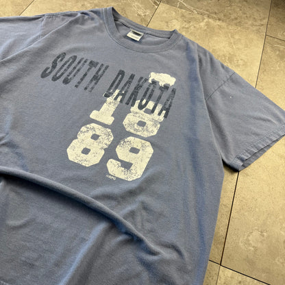 90s-00s Gildan South Dakota 1889 Faded Blue Graphic T-Shirt