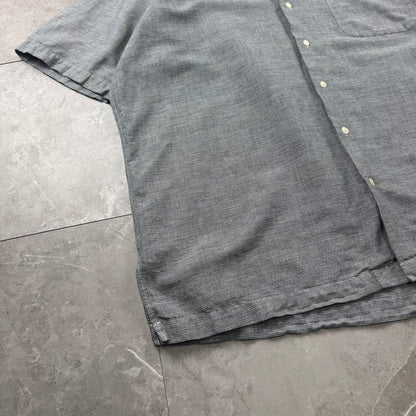00s Ralph Lauren Polo Golf Clayton Black/White Houndstooth Linen x Cotton Short Sleeve Shirt XL