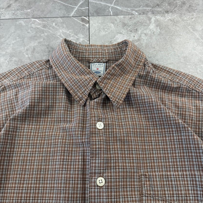 90s Old Navy Brown Checkered Short Sleeve Shirt M
