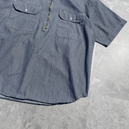 90s Hickory Half-Zip Short Sleeve Shirt