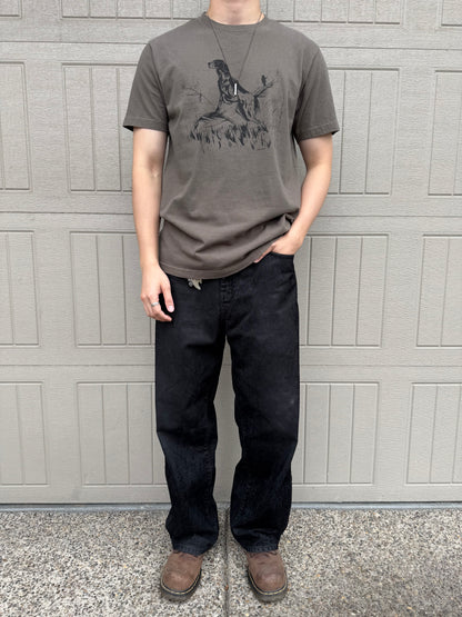 00s Filson Made in USA Olive Green Doberman Graphic Tee