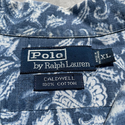 90s Ralph Lauren Caldwell Faded Blue Paisley Hawaiian Shirt